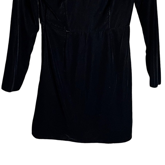 The Kooples Velvet Black Faux Wrap Mini Dress Long Sleeve Size 6 Cocktail Party - Picture 15 of 16